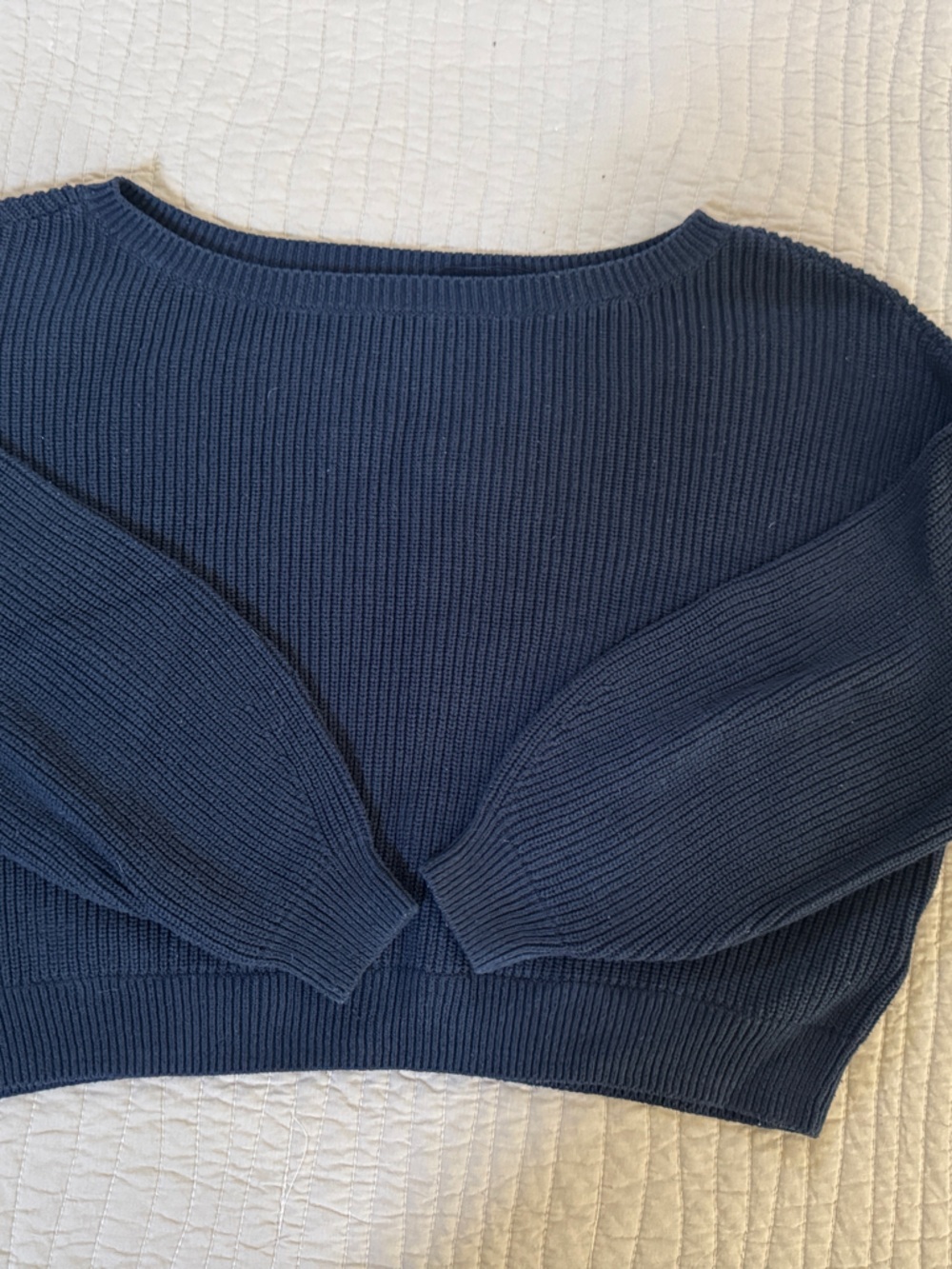 Hollister Navy Ribbed Knit Cropped Sweater